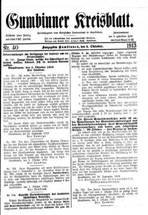 Gumbinner Kreisblatt vom 04.10.1913