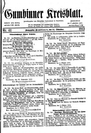 Gumbinner Kreisblatt vom 11.10.1913
