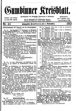 Gumbinner Kreisblatt vom 01.11.1913