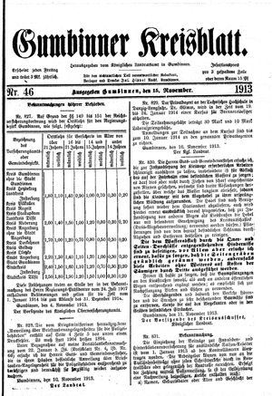 Gumbinner Kreisblatt vom 15.11.1913