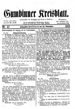 Gumbinner Kreisblatt vom 22.11.1913