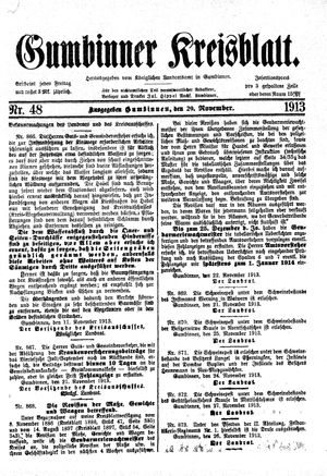 Gumbinner Kreisblatt vom 29.11.1913