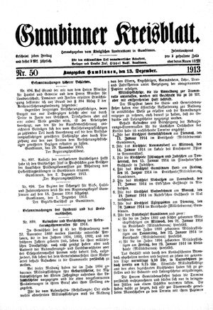 Gumbinner Kreisblatt vom 13.12.1913