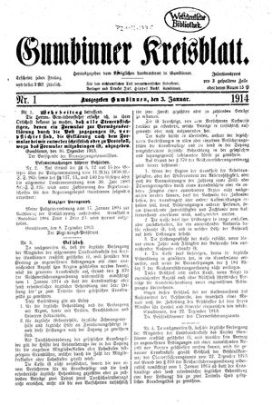 Gumbinner Kreisblatt vom 03.01.1914