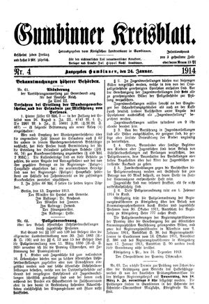 Gumbinner Kreisblatt vom 24.01.1914