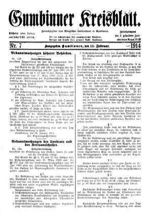 Gumbinner Kreisblatt vom 15.02.1914