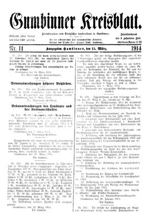 Gumbinner Kreisblatt vom 15.03.1914