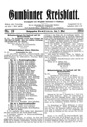 Gumbinner Kreisblatt vom 07.05.1914