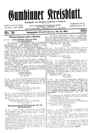 Gumbinner Kreisblatt vom 14.05.1914