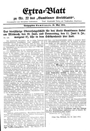 Gumbinner Kreisblatt vom 26.05.1914
