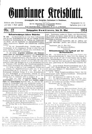 Gumbinner Kreisblatt vom 28.05.1914