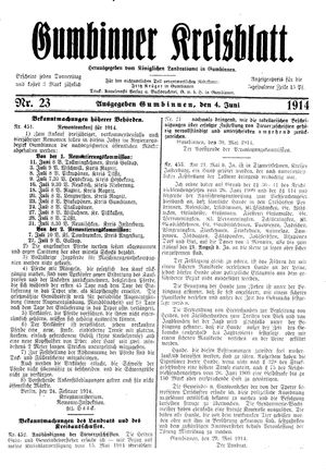 Gumbinner Kreisblatt vom 04.06.1914