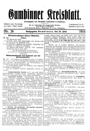 Gumbinner Kreisblatt vom 25.06.1914