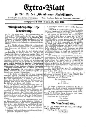 Gumbinner Kreisblatt vom 29.06.1914