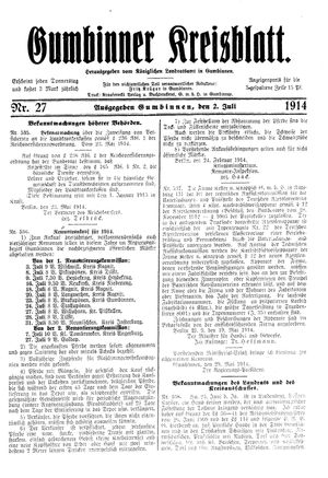Gumbinner Kreisblatt vom 02.07.1914