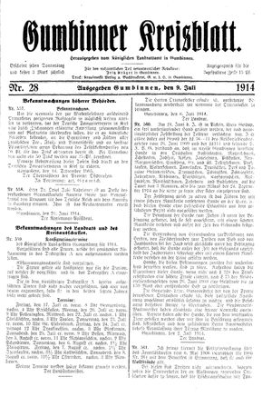 Gumbinner Kreisblatt vom 09.07.1914