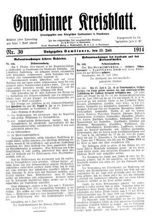 Gumbinner Kreisblatt vom 23.07.1914