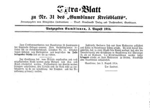 Gumbinner Kreisblatt vom 03.08.1914