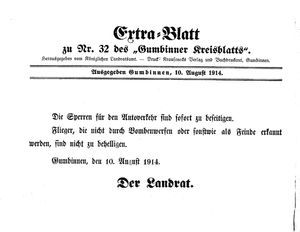 Gumbinner Kreisblatt vom 10.08.1914