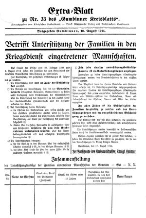 Gumbinner Kreisblatt vom 18.08.1914