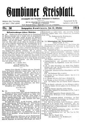 Gumbinner Kreisblatt vom 23.10.1914