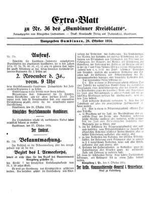 Gumbinner Kreisblatt vom 28.10.1914