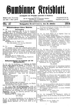 Gumbinner Kreisblatt vom 30.10.1914