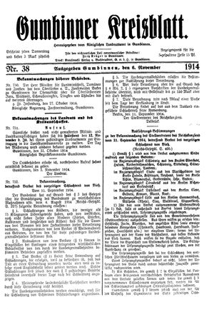 Gumbinner Kreisblatt on Nov 6, 1914