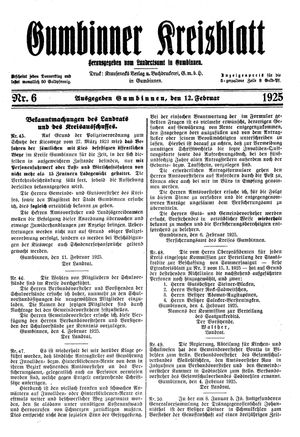 Gumbinner Kreisblatt vom 12.02.1925