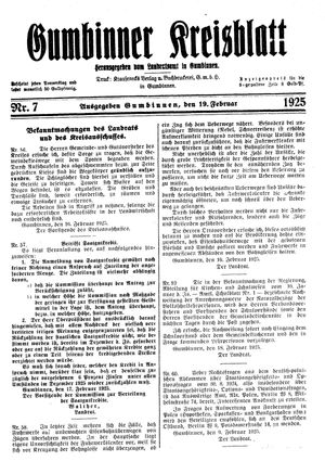 Gumbinner Kreisblatt vom 19.02.1925