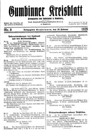 Gumbinner Kreisblatt vom 26.02.1925