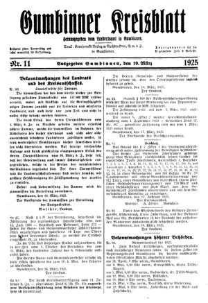 Gumbinner Kreisblatt vom 19.03.1925