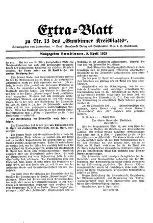 Gumbinner Kreisblatt vom 08.04.1925