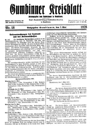 Gumbinner Kreisblatt vom 07.05.1925