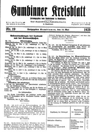 Gumbinner Kreisblatt vom 14.05.1925