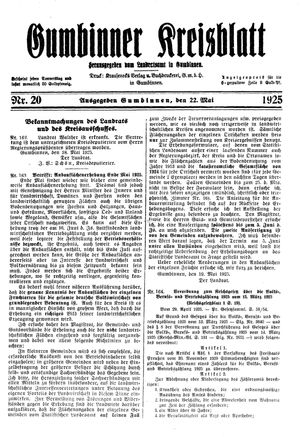 Gumbinner Kreisblatt vom 22.05.1925