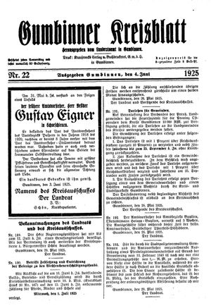 Gumbinner Kreisblatt vom 04.06.1925