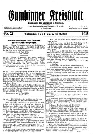 Gumbinner Kreisblatt vom 11.06.1925