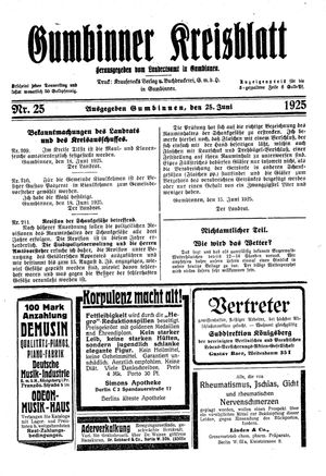 Gumbinner Kreisblatt vom 25.06.1925