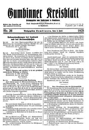 Gumbinner Kreisblatt vom 02.07.1925