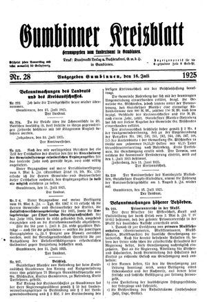 Gumbinner Kreisblatt vom 16.07.1925