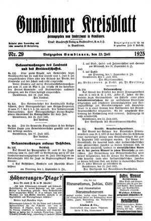 Gumbinner Kreisblatt vom 23.07.1925