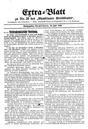 Gumbinner Kreisblatt vom 28.07.1925