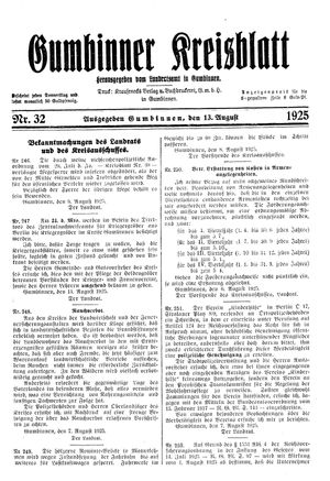 Gumbinner Kreisblatt vom 13.08.1925