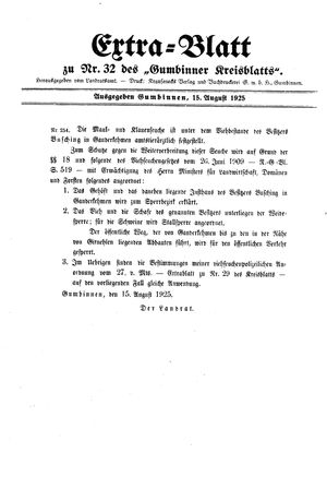 Gumbinner Kreisblatt vom 15.08.1925