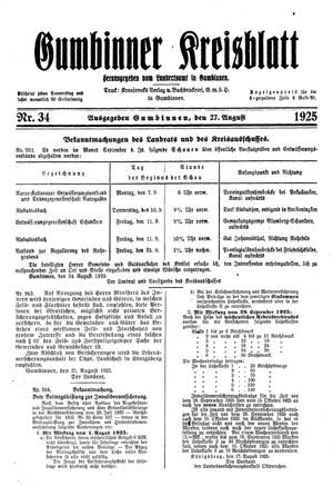 Gumbinner Kreisblatt vom 27.08.1925