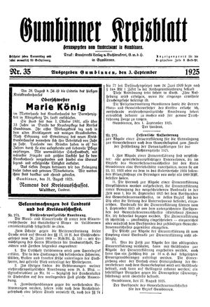Gumbinner Kreisblatt vom 03.09.1925