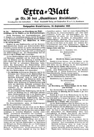 Gumbinner Kreisblatt vom 16.09.1925