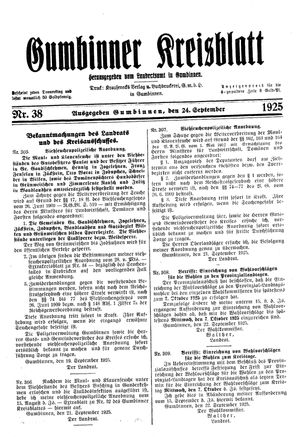 Gumbinner Kreisblatt vom 24.09.1925