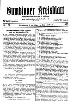 Gumbinner Kreisblatt vom 01.10.1925
